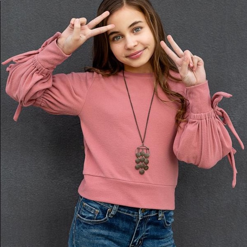 Girls Joyfolie Mia Joy Bow Sleeve Top Size 7